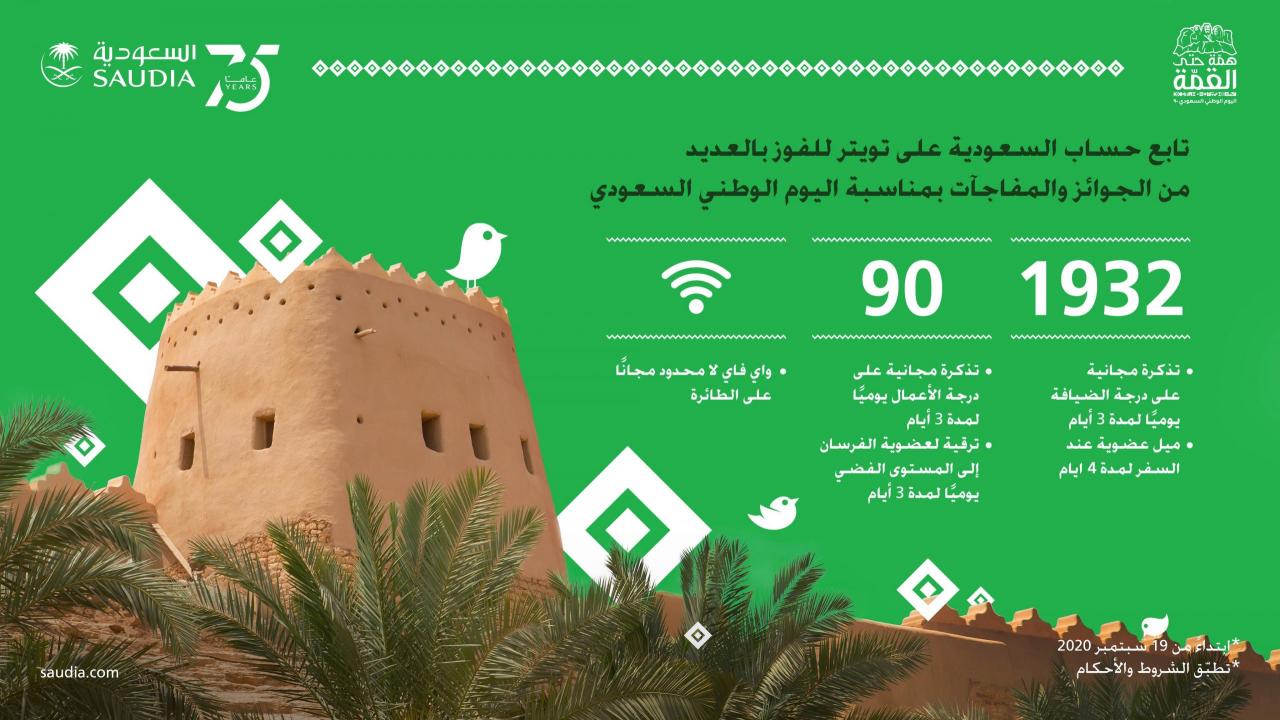 عروض الخطوط السعودية لليوم الوطني 90- يلا لو عندك سفرية 1470 1